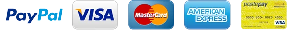 PayPal, Visa, Mastercard, American Express, Postepay